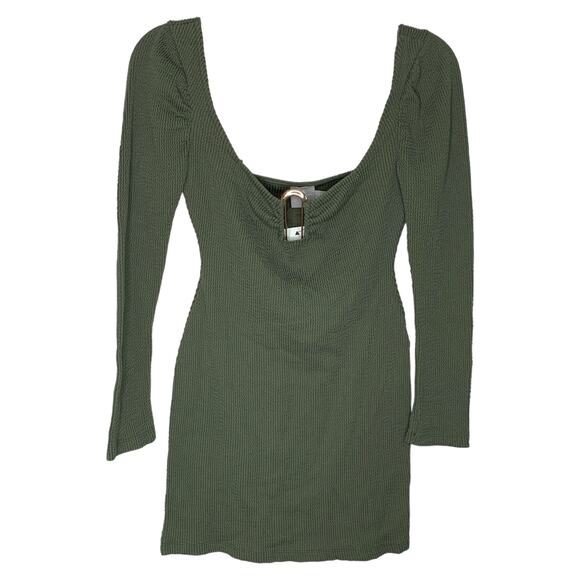 ASOS NWT Olive Green Long Sleeve Bodycon Mini Dress Size 4 - Picture 1 of 4